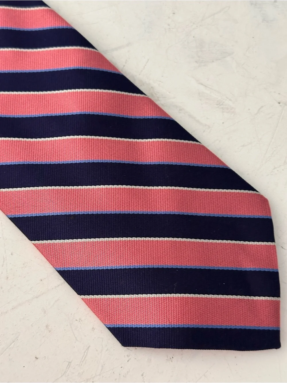 BROOKS BROTHERS PINK NAVY STRIPED SILK TIE CLASSIC LENGTH